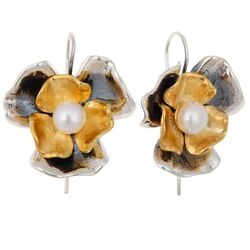 Zilveren oorhangers bloem bicolor van Bruno Da Rocha