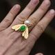 Bruno da Rocha vergulde zilveren ring Nachtvlinder jade parel