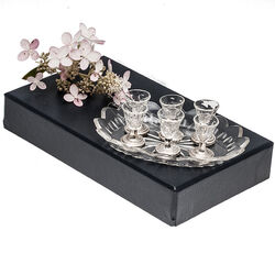 Kristal met zilver miniatuur dessertgarnituur 