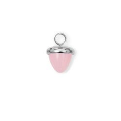 Zilver hanger eikeltje roze kleursteen van Heide Heinzendorff zilver hoedje
