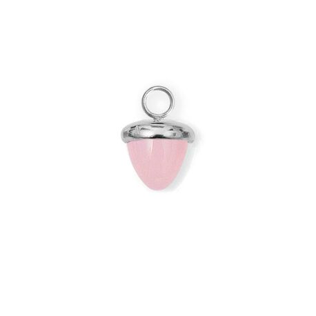 Zilver hanger eikeltje roze kleursteen van Heide Heinzendorff zilver hoedje