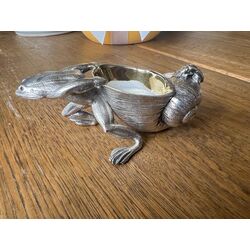 Zoutvat kikker met slakkenhuis verzilverd