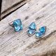 Zilveren driehoekige oorbellen blauw topaas met markasiet