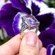 Zilveren grote paarse amethist ring met topazen
