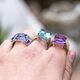 Zilveren ring amethist blauw topaas