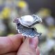 Zilveren ring Ginkgo parel met robijn markasiet