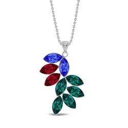 Spark Bird of Paradise zilveren collier met een hanger bezet met rood, blauw en groen kristal