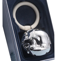 Zilveren rammelaar olifant aan ring