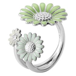 Georg Jensen zilveren ring Daisy drie bloemen met emaille