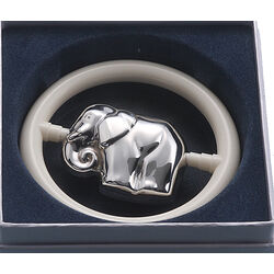 Verzilverde bijtring olifant rammelaar