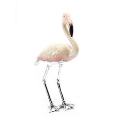 Saturno zilveren miniatuur Flamingo met wit en roze emaille