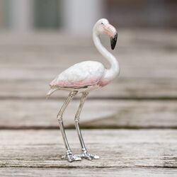 Saturno zilveren miniatuur Flamingo met wit en roze emaille