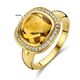 Geelgouden ring Halo met geel citrien en diamant 0,20 ct