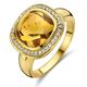 Geelgouden ring Halo met geel citrien en diamant 0,20 ct