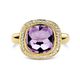 Geelgouden ring Halo met amethist en diamant 0,20 ct
