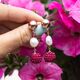 Lelune Glamour rosé goud vergulde zilveren pareloorbellen fuchsia