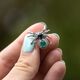 Zilveren pin spin zwart onyx en groen agaat
