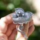 De zilveren bloem broche met zaadpareltjes en markasiet schittert op een stijlvolle avondjurk, een accessoire dat een vleugje ve