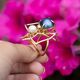 Elegante ring met gedetailleerde spin en schitterende mabe en zoetwaterparels