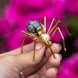 Bruno da Rocha vergulde zilveren spinbroche jaspis