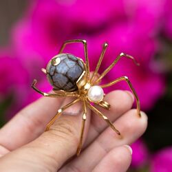 Bruno da Rocha vergulde zilveren spinbroche jaspis