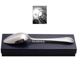 Zware zilveren groentelepel dubbelzijdig parelrand van Kempen 1899