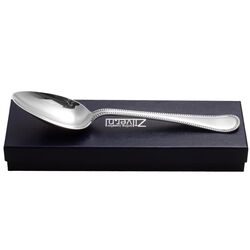 Zware zilveren groentelepel dubbelzijdig parelrand van Kempen 1899