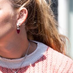 Heide Heinzendorff fuchsia eikel aanhangers zilver E63