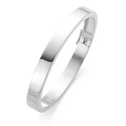 Zilveren slavenarmband brede rechte buis 8 mm