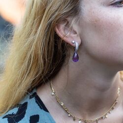 Heide Heinzendorff druppelvormige aanhangers amethist zilver