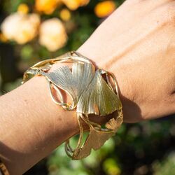 Vergulde zilveren armband met Ginkgo blaadjes - vooraanzicht