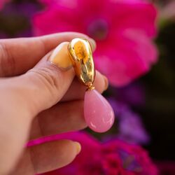 Heide Heinzendorff roze druppelaanhangers E43 zilver stokje