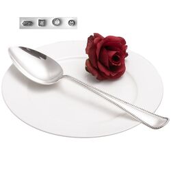 Zilveren groentelepel parelrand nieuw gemaakt door onze zilversmid te Shoonhoven