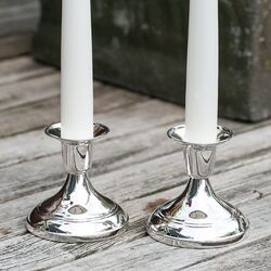Stel zilveren kandelaars filetrand 7 cm