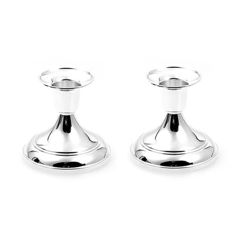 Stel zilveren kandelaars filetrand 7 cm