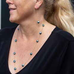 Spark set Thaiti verguld zilver met groene crystal parels