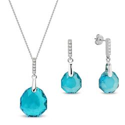 Sieradenset Calathea met blauw kristal van Spark Jewelry