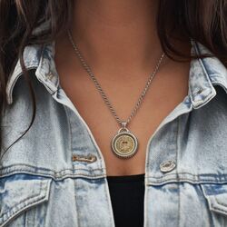 Bicolor zilveren met messing SILK ancient coin hanger ZIPP 648