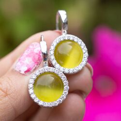 Zilver oorhangers met zirkonia en Sunlight insignia's van MY iMenso