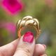 Prachtige verguld zilveren ring chrysant bloem ontworpen en gemaakt door Bruno da Rocha