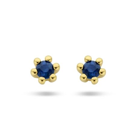 Kleine geelgouden oorknoppen saffiertjes uit de Home Collection