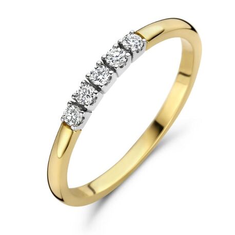 Bicolor gouden memoire ring diamant 0,15 ct 