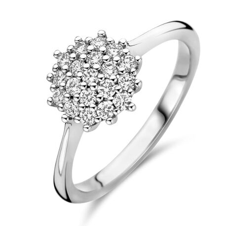 Witgouden rozet ring diamantjes 0,32 ct