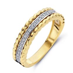 Bicolor gouden ring met diamant 0,14ct half alliance