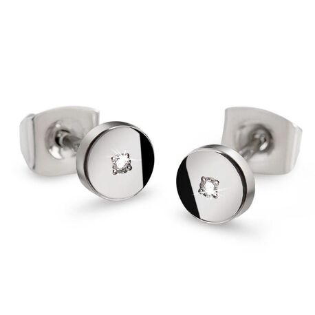 Boccia oorstekers 05064-03 titanium met diamantjes