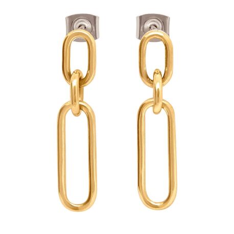 Boccia 05069-02 verguld titanium oorstekers met paperclip schakels