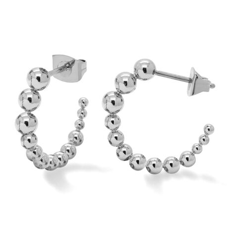 Boccia 05067-01 titanium steekcreolen met bolletjes, hypoallergeen