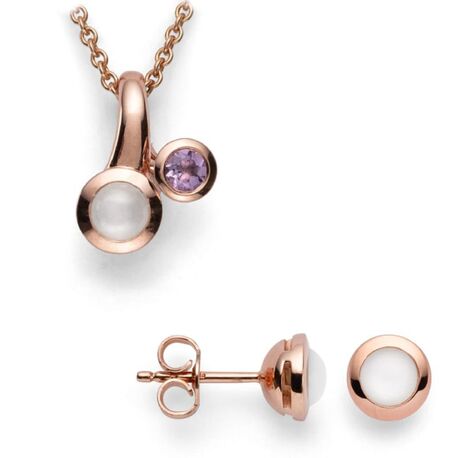 Sieradenset Infinite Moonstone van Bastian Inverun ketting met hanger en oorstekers