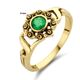 Vintage geelgouden ring bloem met smaragd