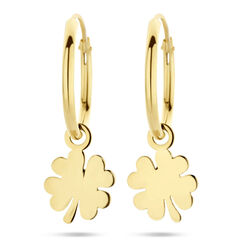 Geelgouden oorringen klavertje 4
